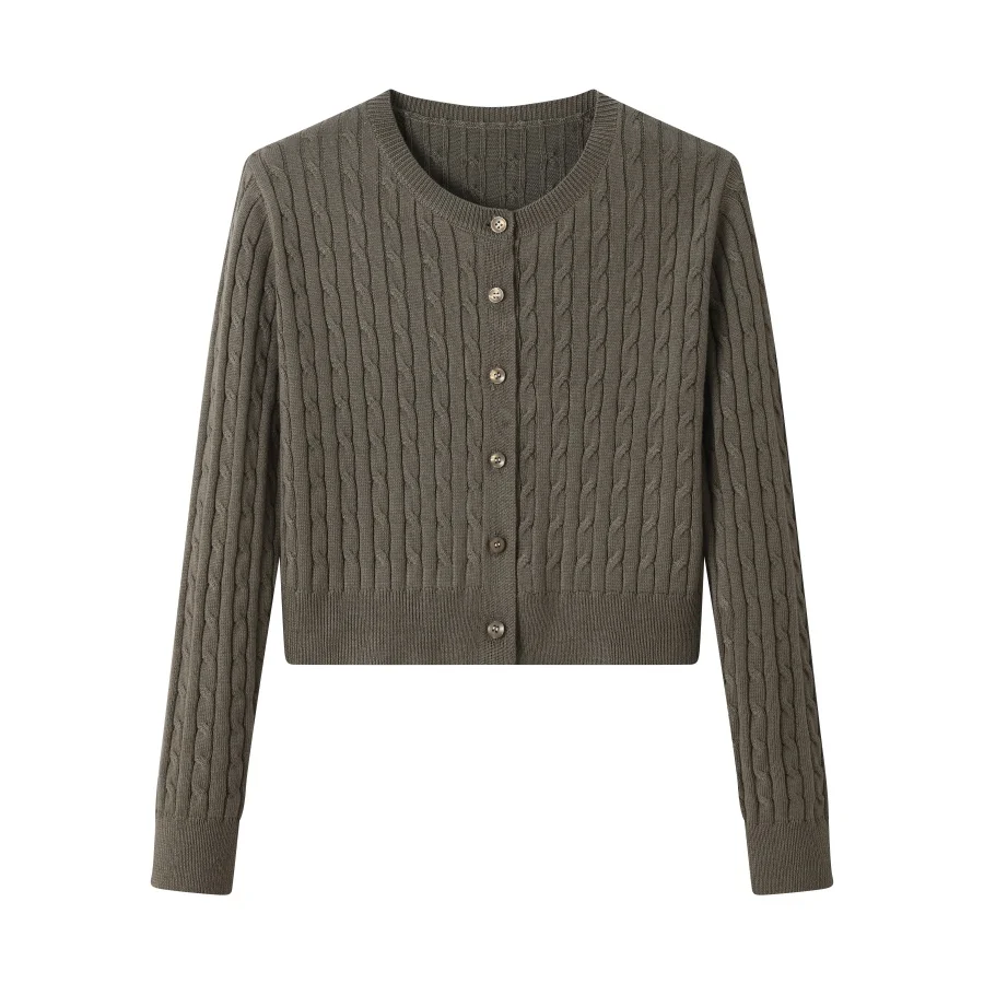Cableknit Cardigan with Ribbed Maxi Black - Image 7