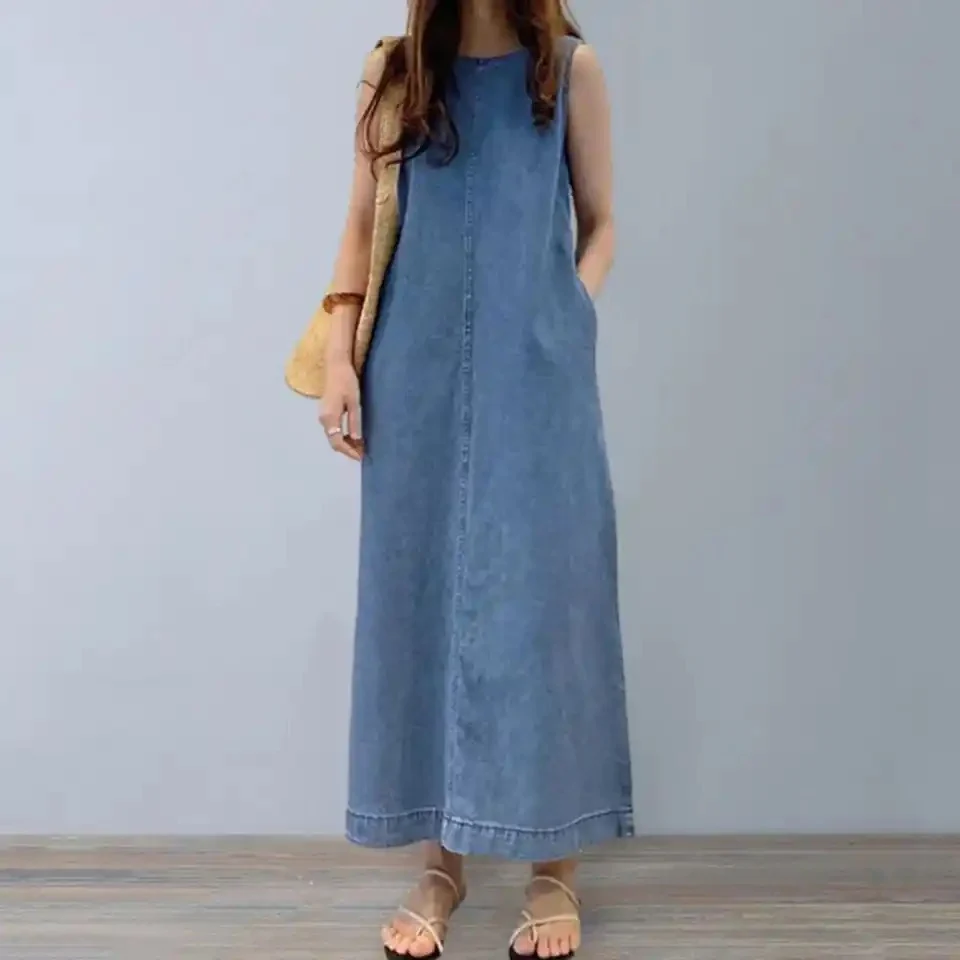 Denim Sleeveless Maxi Dress