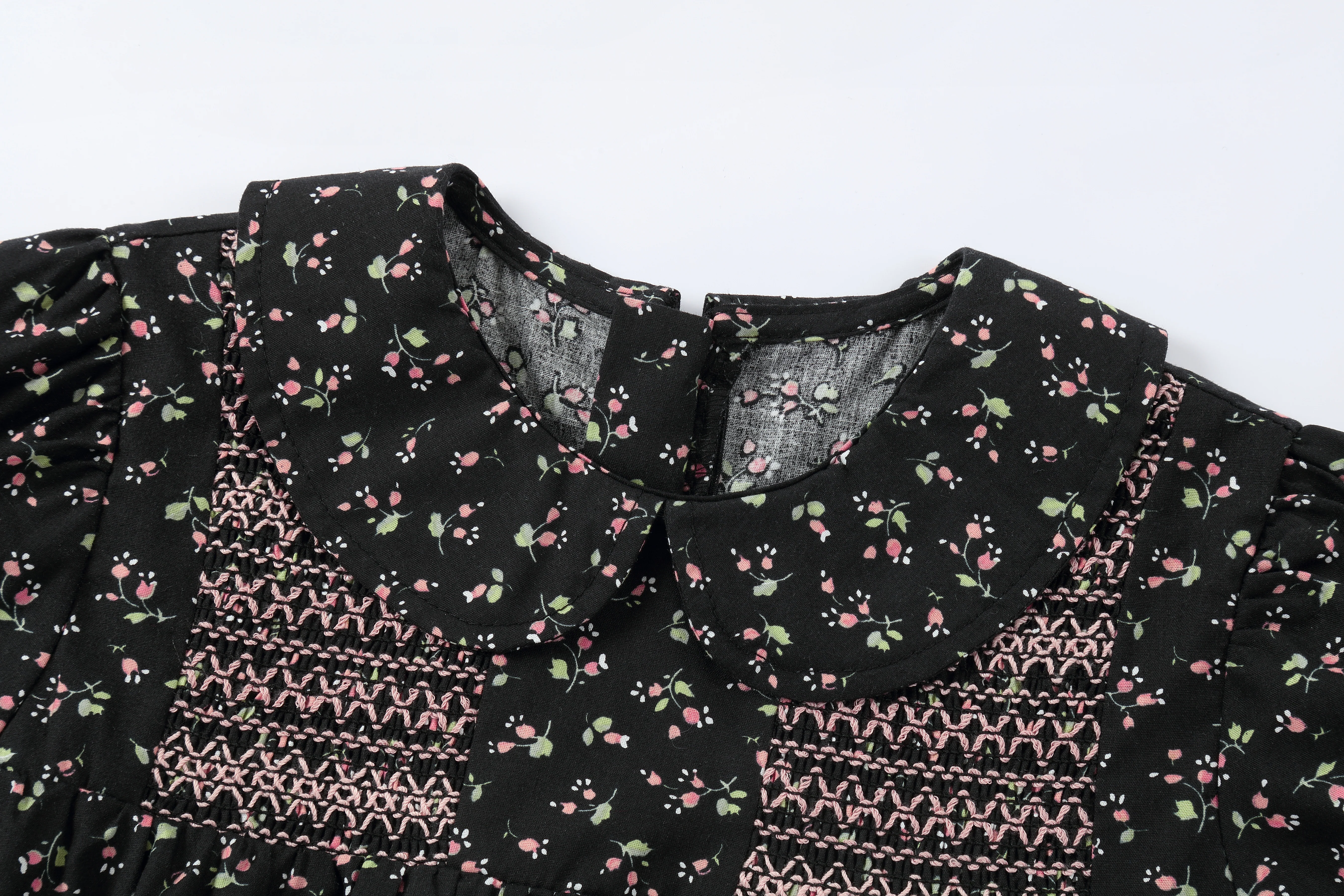 Girl Black Floral Print Robe (Full Robe) - Image 3