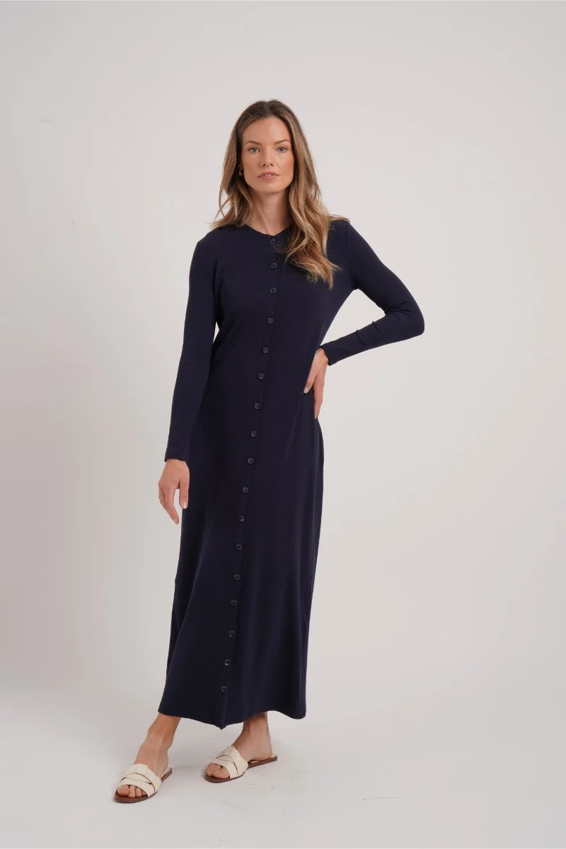 Ribbed Button Maxi Moss - Image 4