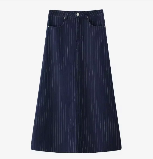 Pinstripe Denim Skirt - Image 6