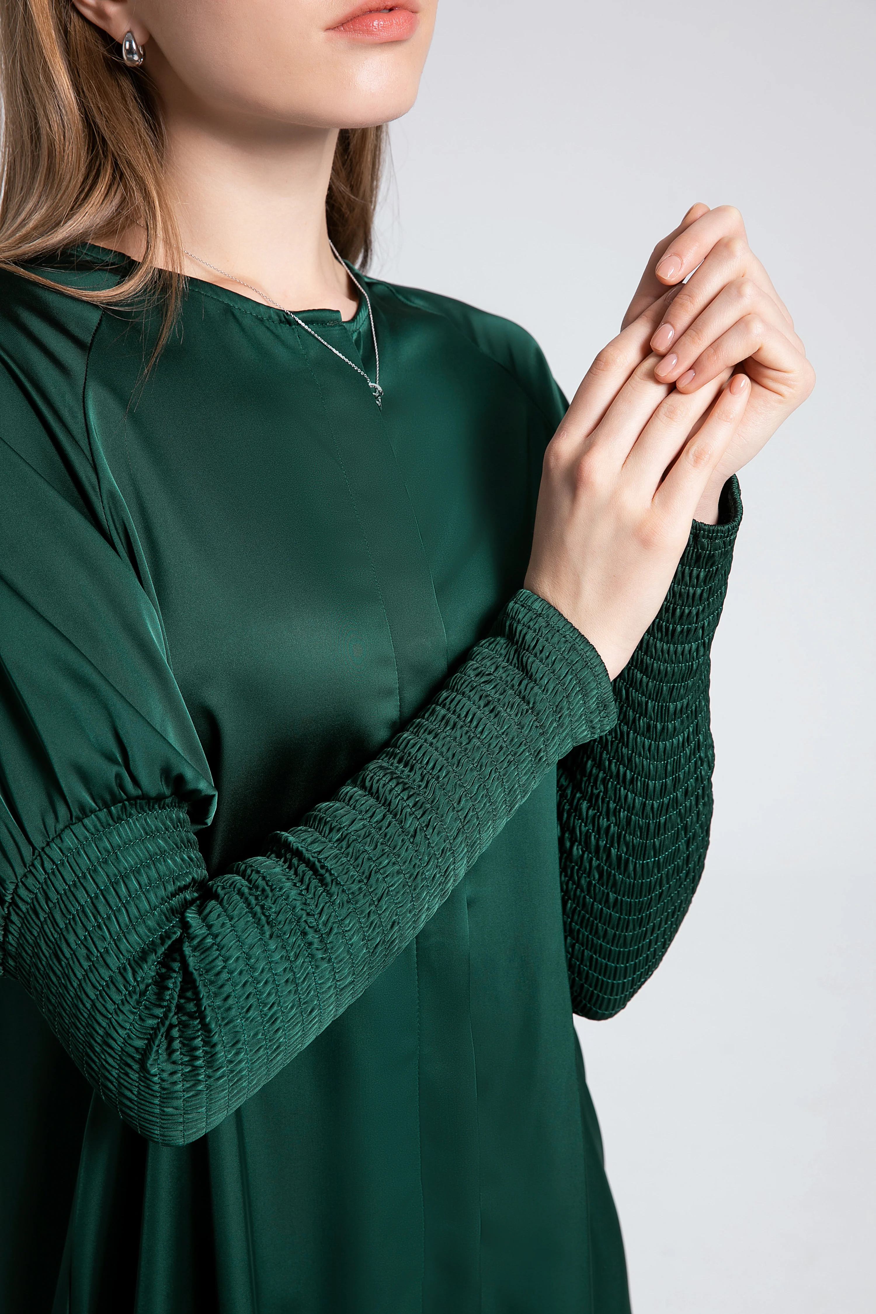 Emerald Satin Dress - Image 4