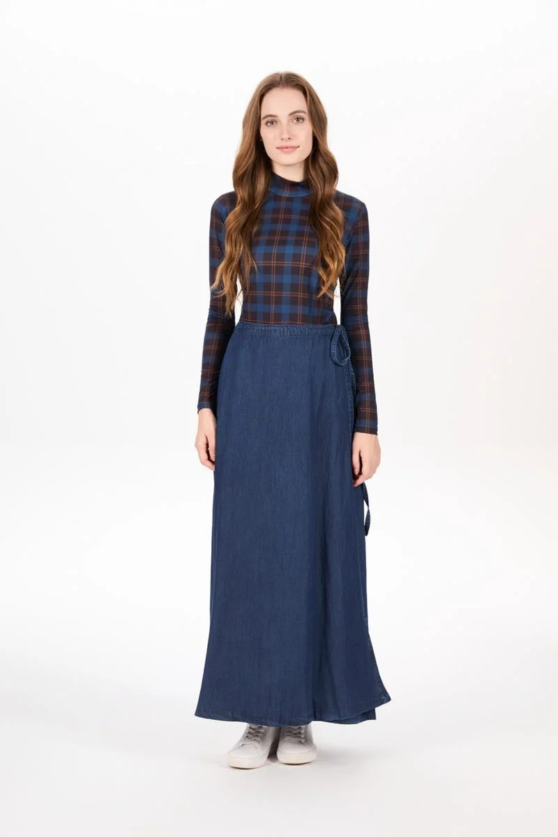Wrap Denim Skirt Black Denim - Image 4