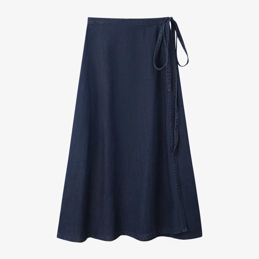 Wrap Denim Skirt Black Denim - Image 6