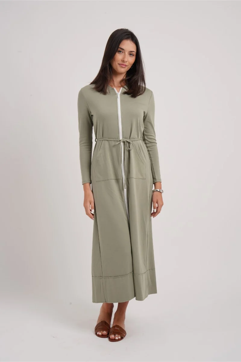Zipper Maxi Dress Green