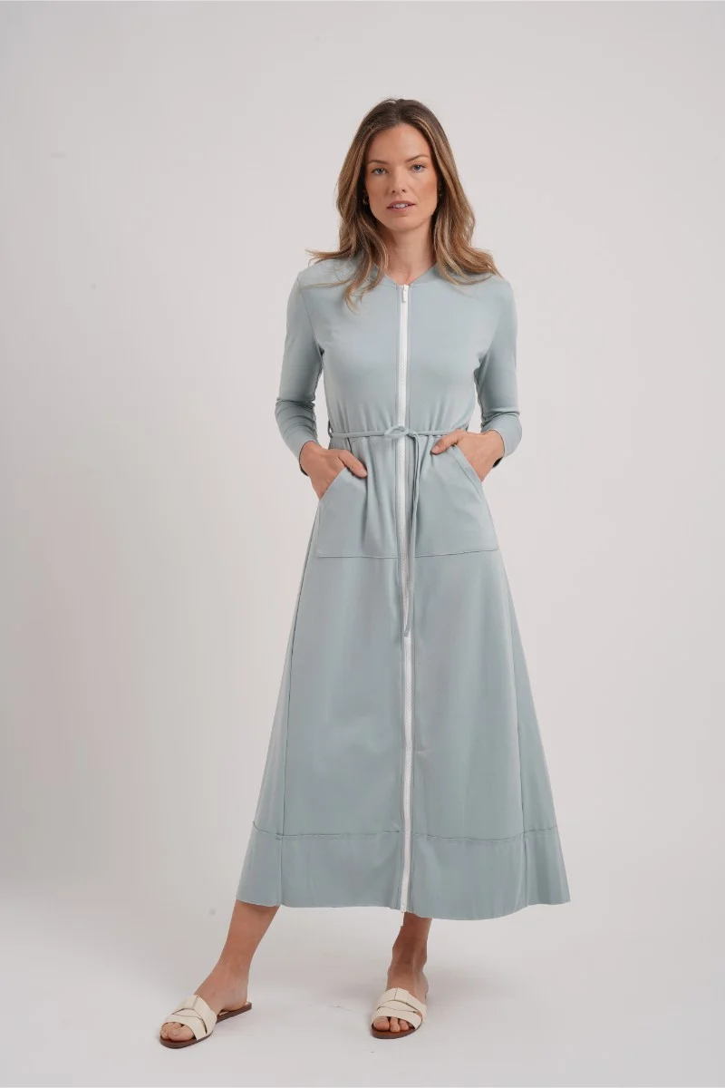 Zipper Maxi Dress Green - Image 2